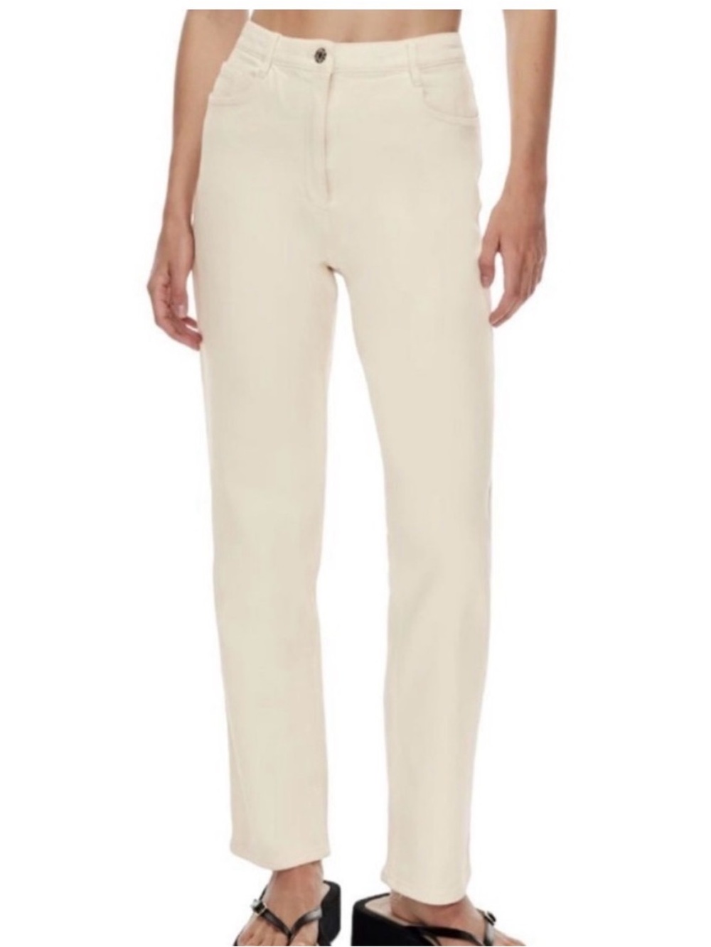 Wilfred Free Aritzia Cream Colored Straight Leg Jeans